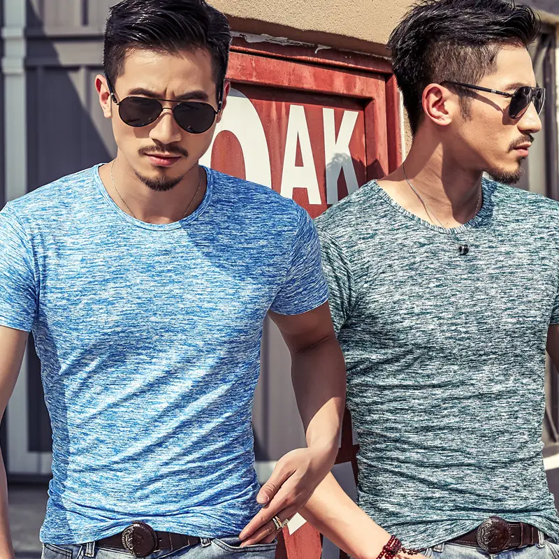 Men's 2025 Short Sleeve V-Neck T-Shirt Grey Marbled - Image 10