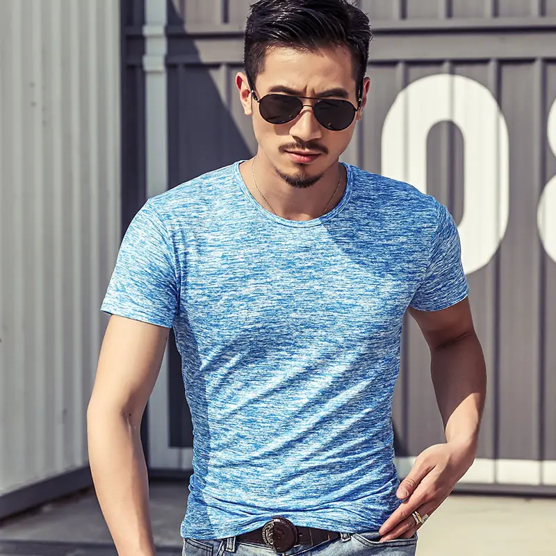 Men's 2025 Short Sleeve V-Neck T-Shirt Grey Marbled - Image 2