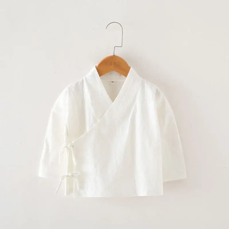 White Plain T-Shirt for Boys Girls Spring Autumn Clothing