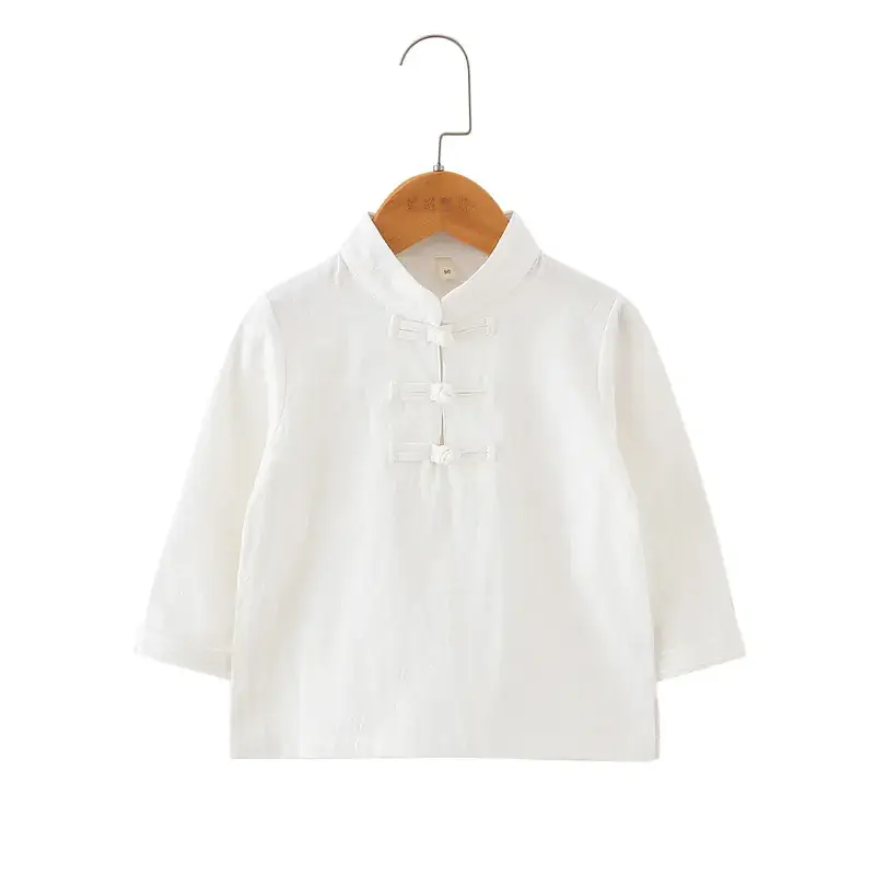 White Plain T-Shirt for Boys Girls Spring Autumn Clothing