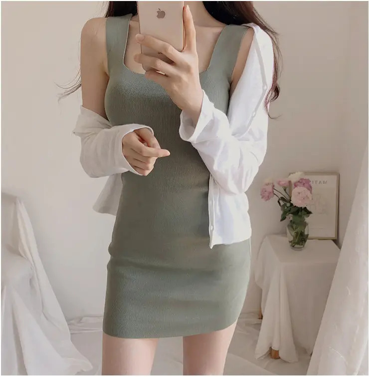 Joker Super Figure Sexy Slim Knit Vest Dress Women — feature 17