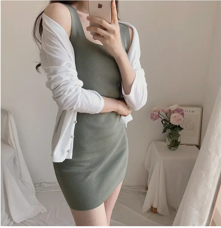 Joker Super Figure Sexy Slim Knit Vest Dress Women — feature 21