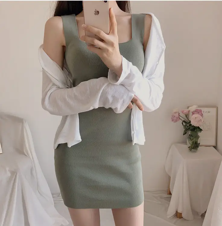 Joker Super Figure Sexy Slim Knit Vest Dress Women — feature 25