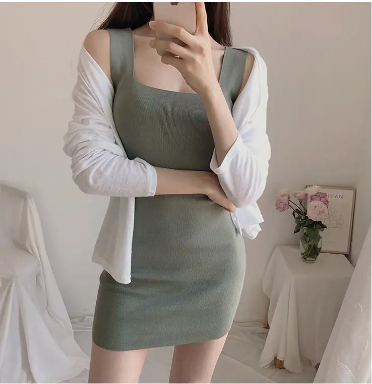 Joker Super Figure Sexy Slim Knit Vest Dress Women — feature 28
