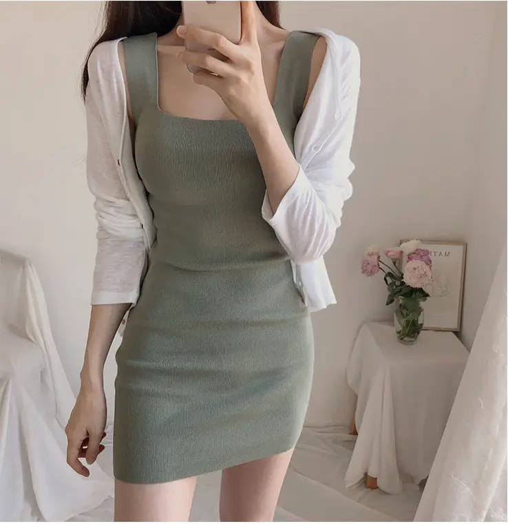 Joker Super Figure Sexy Slim Knit Vest Dress Women — feature 29