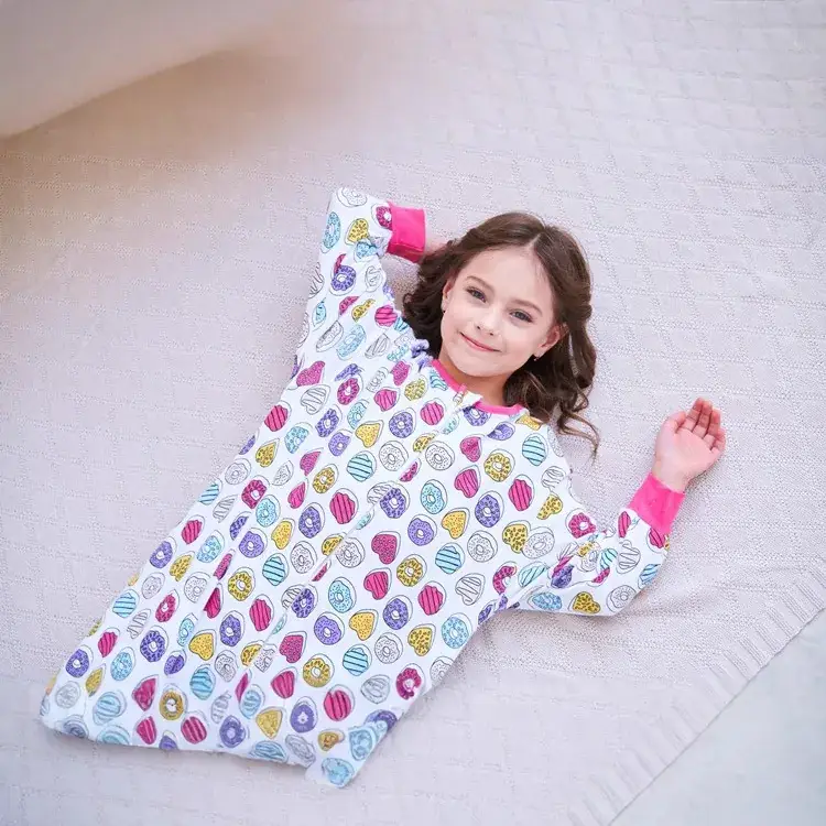 Children's Printed Cotton Pajamas Set Pink Leggings - Image 5