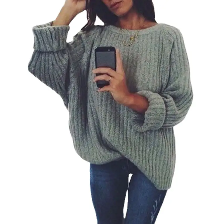 Women Pure Color Round Neck Top Sweater Pullover 2025 - Image 13