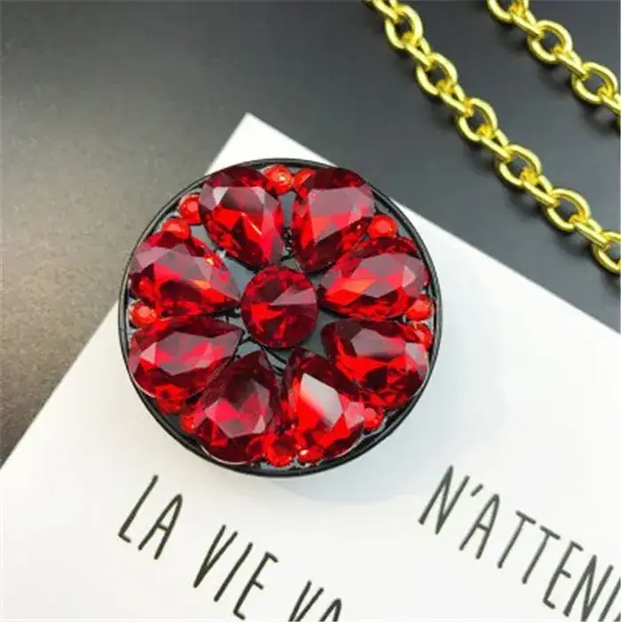 Red Rhinestone Mobile Phone Holder with Multi-Function Design - Image 2