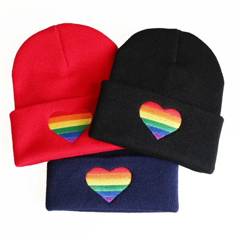 Seven-Color Heart Knitted Woolen Hat for Men Women - Image 5