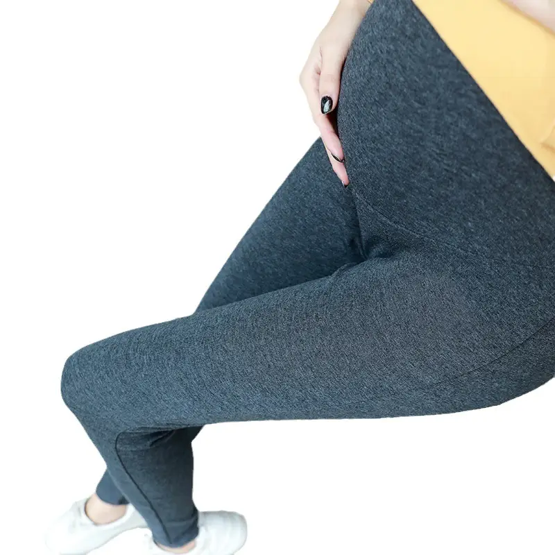 Pregnant Women's Cotton Belly Support Pants Grey Extra Large - Image 5