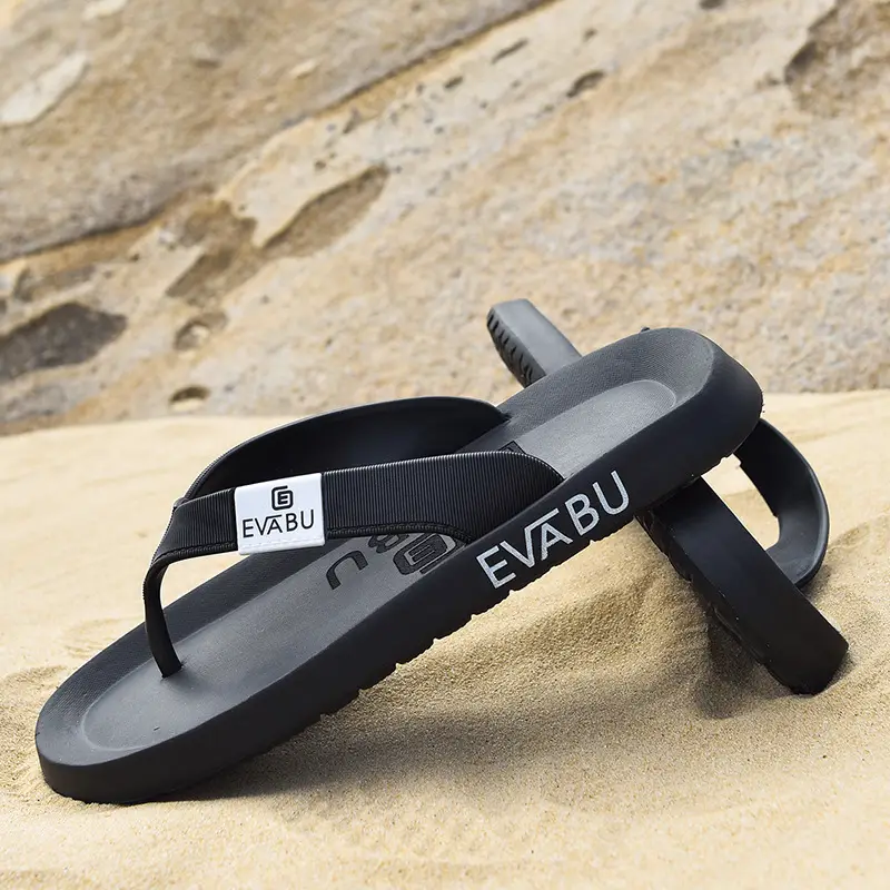 2026 Men's Black EVA Flip Flops Large Beach Shoes