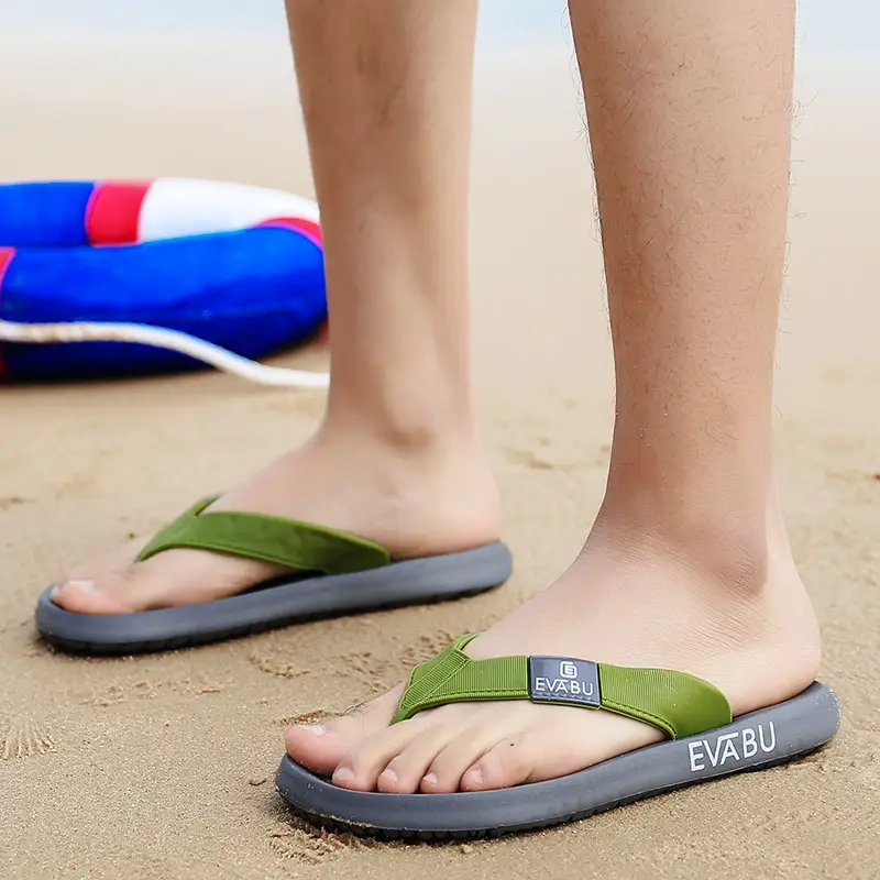 2026 Men's Black EVA Flip Flops Large Beach Shoes