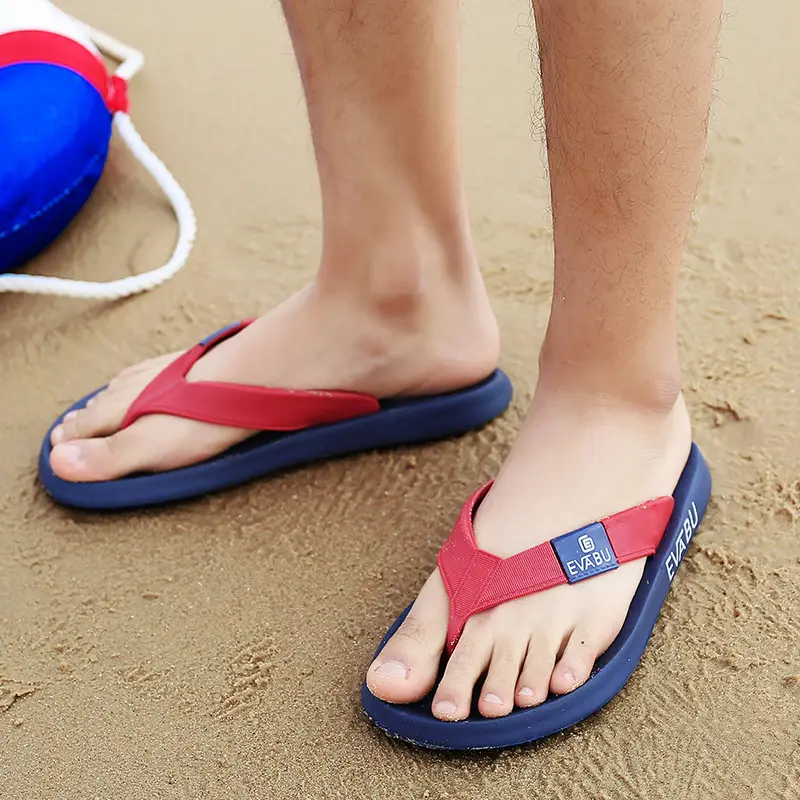 2026 Men's Black EVA Flip Flops Large Beach Shoes