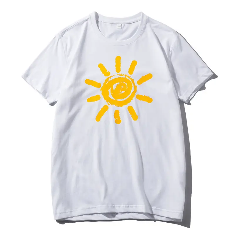 Men Blue Sun Print T-Shirt Short Sleeve Round Neck - Image 7