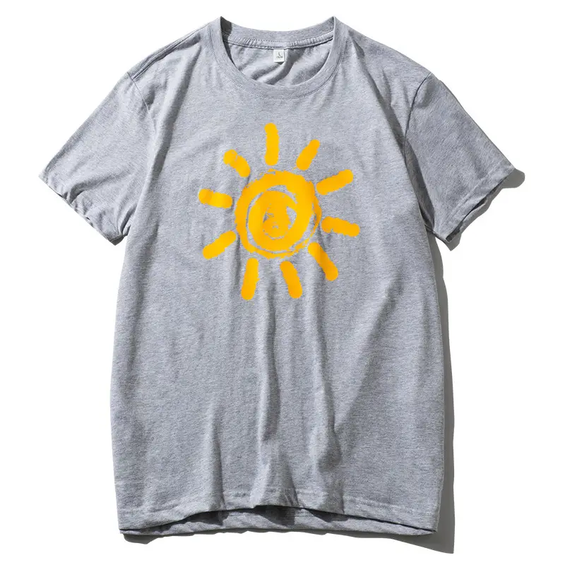 Men Blue Sun Print T-Shirt Short Sleeve Round Neck - Image 11