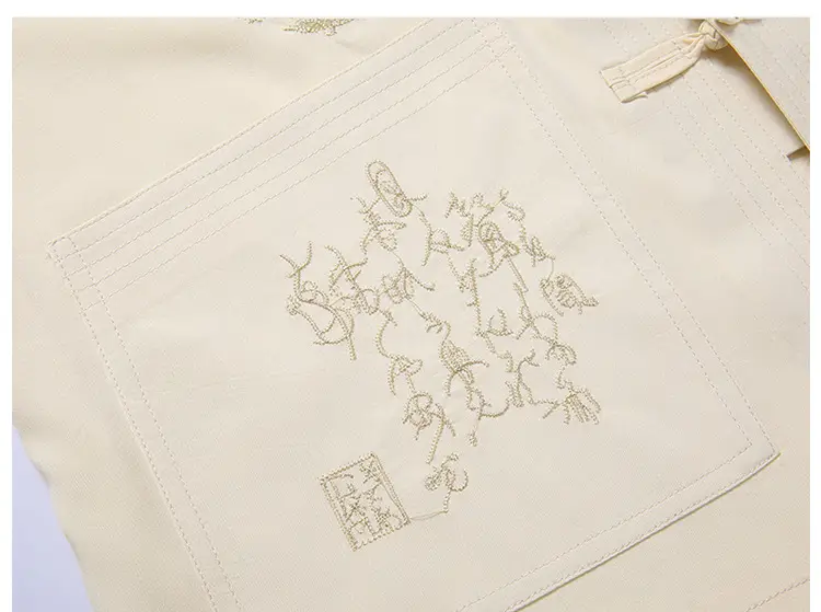 White Chinese Embroidered Tang Suit for Men — feature 11