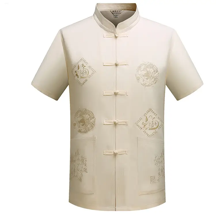 White Chinese Embroidered Tang Suit for Men — feature 2