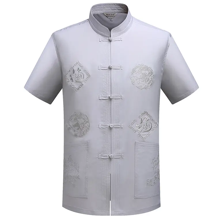 White Chinese Embroidered Tang Suit for Men — feature 3