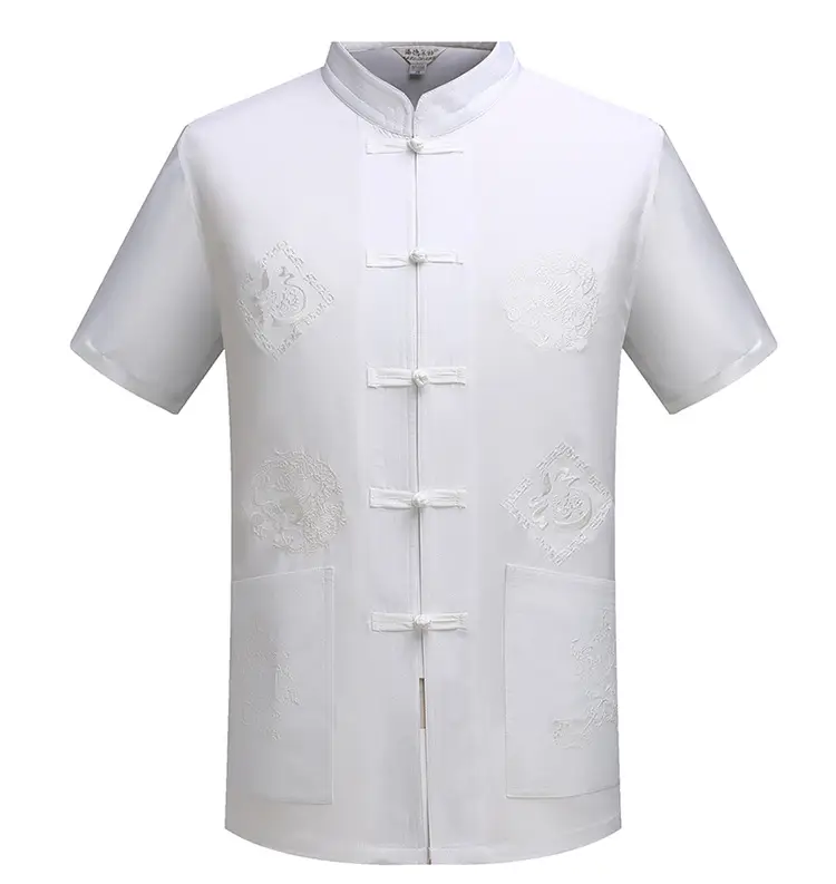 White Chinese Embroidered Tang Suit for Men — feature 4