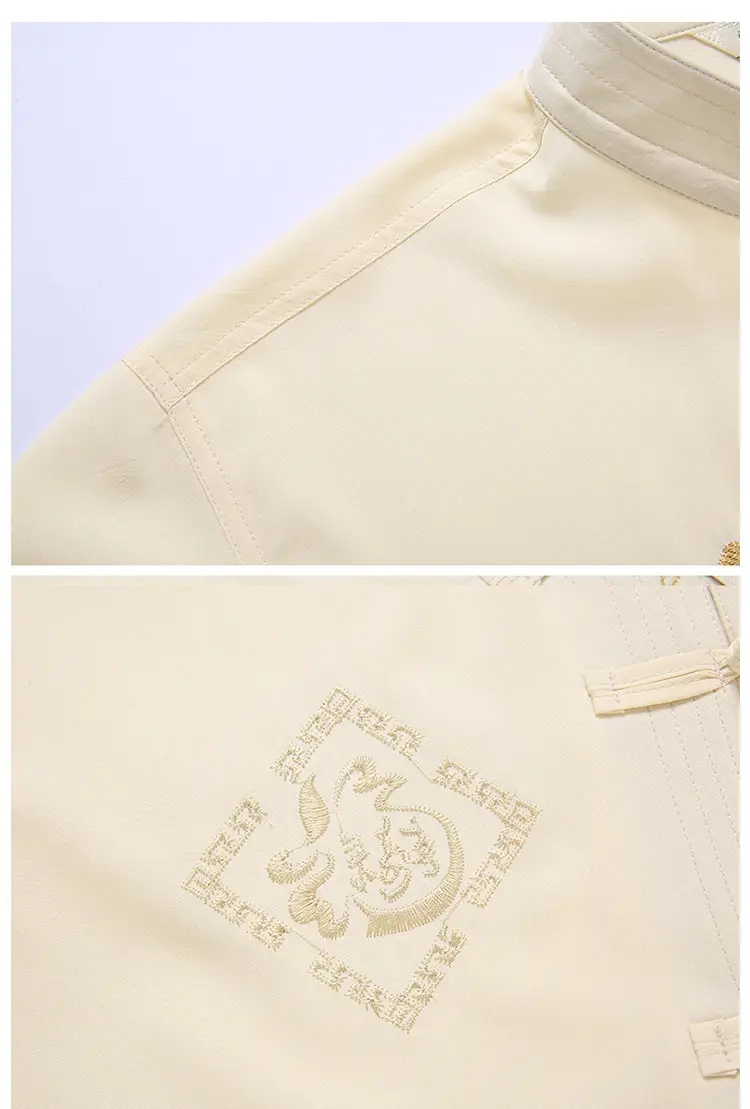 White Chinese Embroidered Tang Suit for Men — feature 8
