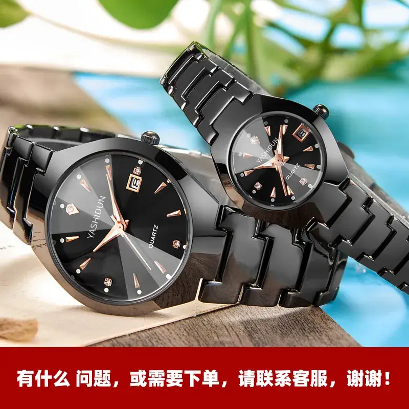 Men's Black Quartz Calendar Watch with Rose Gold Hands - Image 7