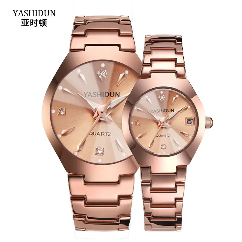 Men's Black Quartz Calendar Watch with Rose Gold Hands - Image 8