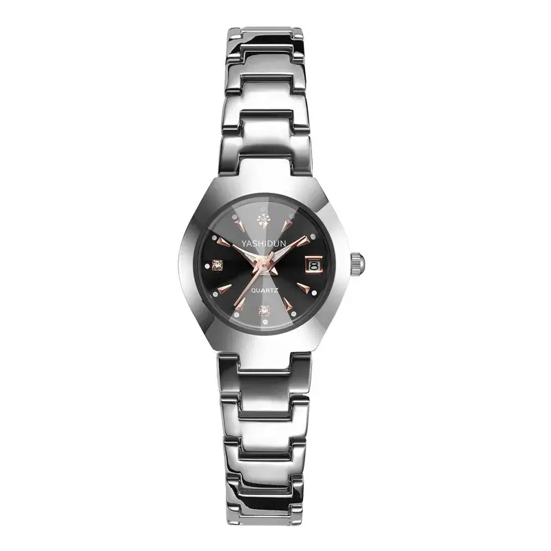 Men's Black Quartz Calendar Watch with Rose Gold Hands - Image 3