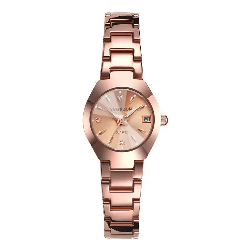 Men's Black Quartz Calendar Watch with Rose Gold Hands - Image 4
