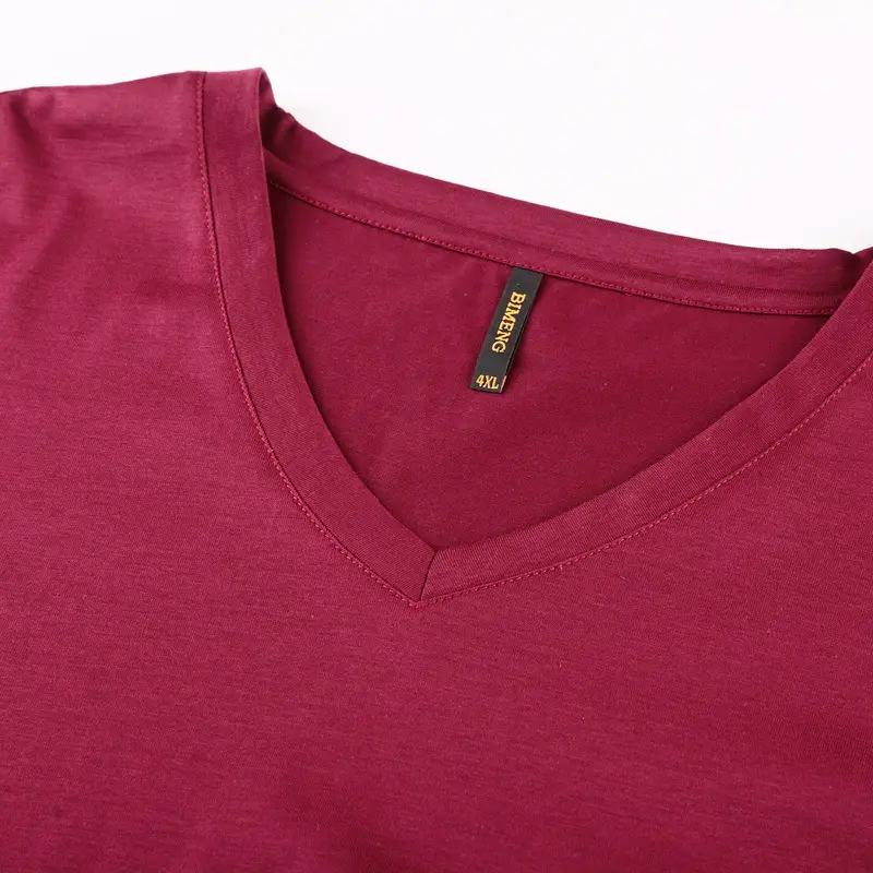Men's Maroon Fat Short Sleeve T-Shirt Chicken Heart Collar - Image 4