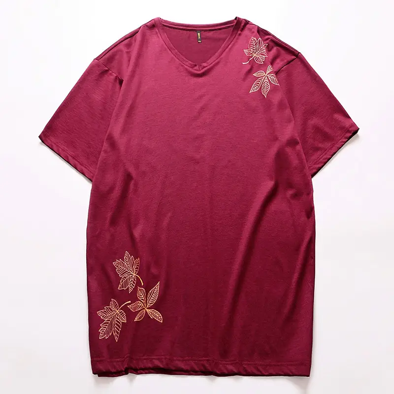Men's Maroon Fat Short Sleeve T-Shirt Chicken Heart Collar - Image 6
