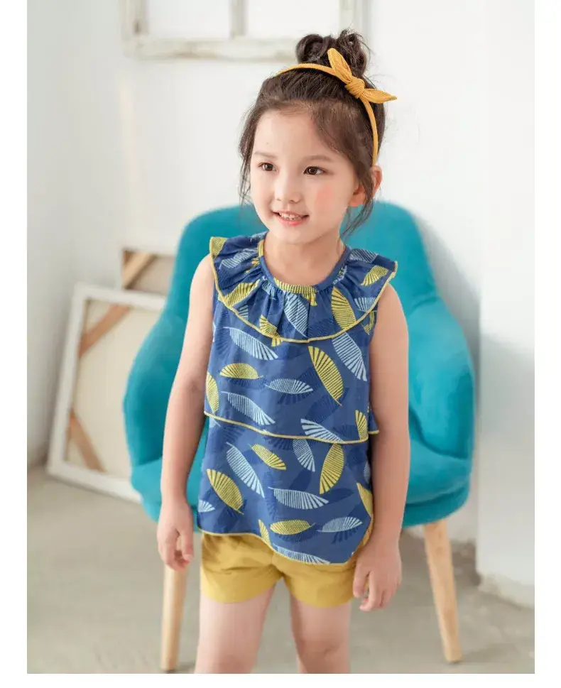 Girls Cotton Sleeveless Shorts Set Pink Floral Summer Wear — feature 21