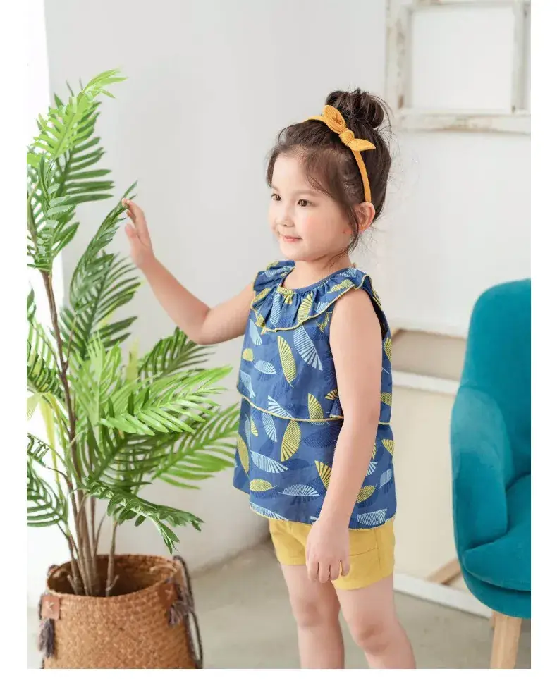 Girls Cotton Sleeveless Shorts Set Pink Floral Summer Wear — feature 22