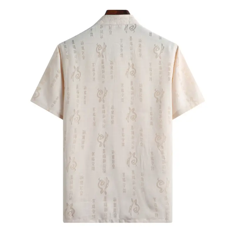 Men Chinese Linen Tang Suit White Short Sleeve - Image 10
