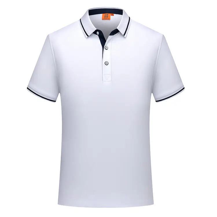 Men Blue Cotton Polo Shirt with White Trim - Image 12
