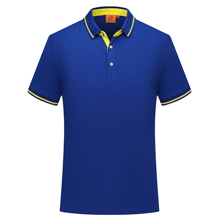 Men Blue Cotton Polo Shirt with White Trim - Image 10