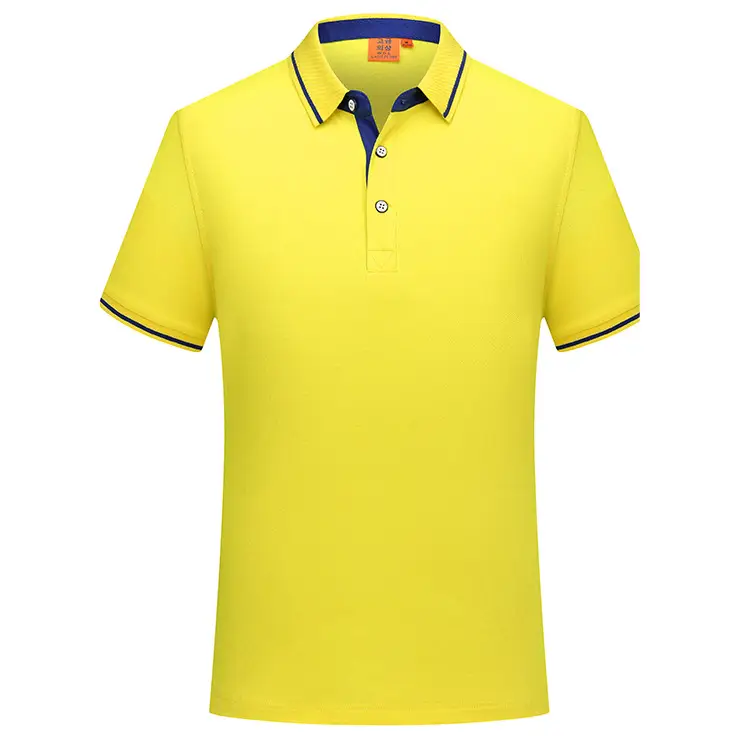 Men Blue Cotton Polo Shirt with White Trim - Image 2