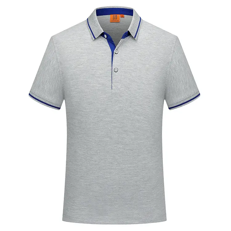 Men Blue Cotton Polo Shirt with White Trim - Image 4
