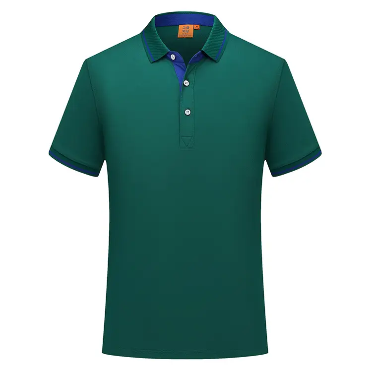 Men Blue Cotton Polo Shirt with White Trim - Image 7