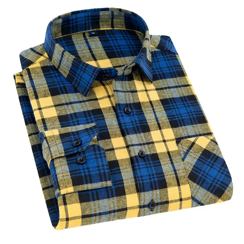 Men Red Blue Plaid Button Down Shirt XMD23 - Image 18