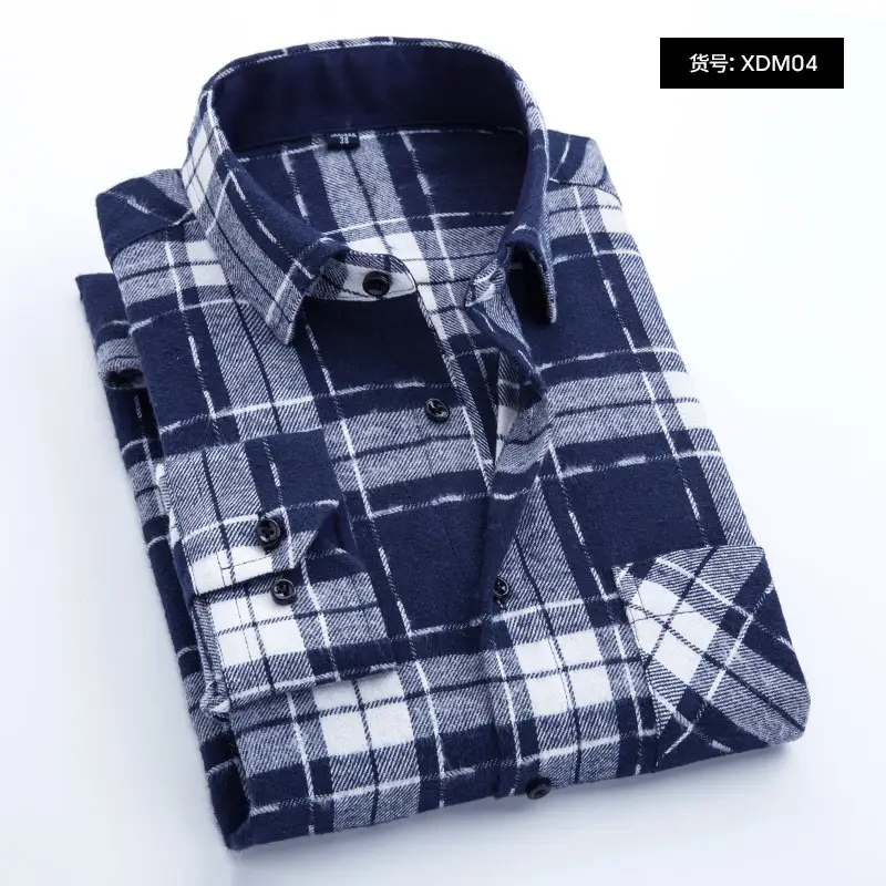 Men Red Blue Plaid Button Down Shirt XMD23 - Image 12