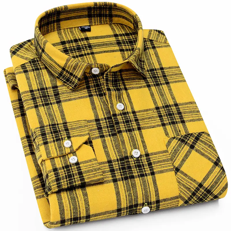 Men Red Blue Plaid Button Down Shirt XMD23 - Image 2