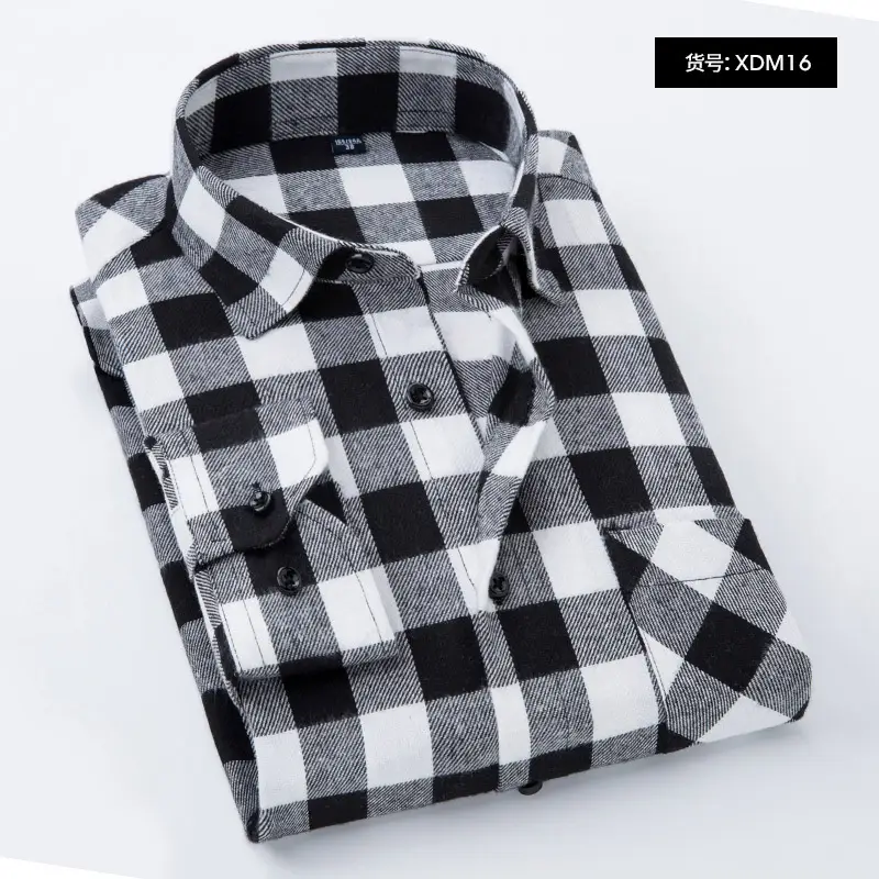 Men Red Blue Plaid Button Down Shirt XMD23 - Image 7