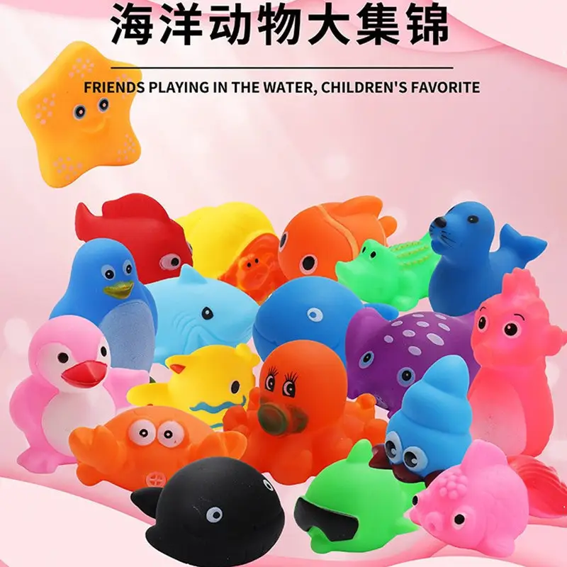 Children's Water Toys Baby Swimming Bath Vinyl Soft Rubber Yellow Duck Combination Toy Pinch and Call Little Duck