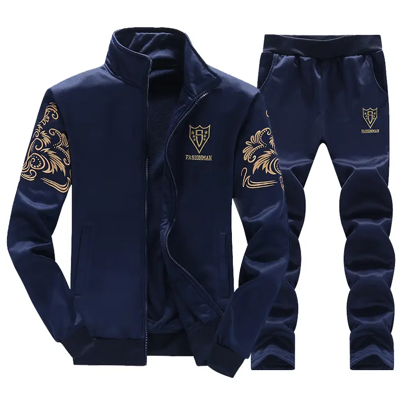 Men's Navy Blue Embroidered Track Suit Large