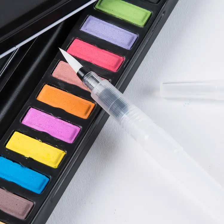 Cross-border solid watercolor water pen set 12 color water storage watercolor pen set water soluble color lead brush
