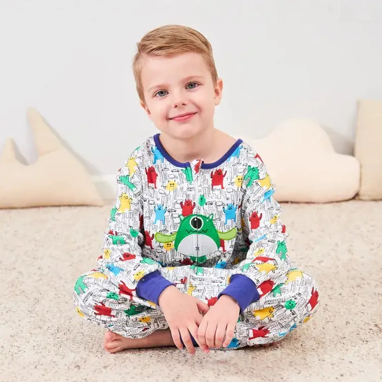 Kids Cotton Kick Print Pajamas Set for Girls