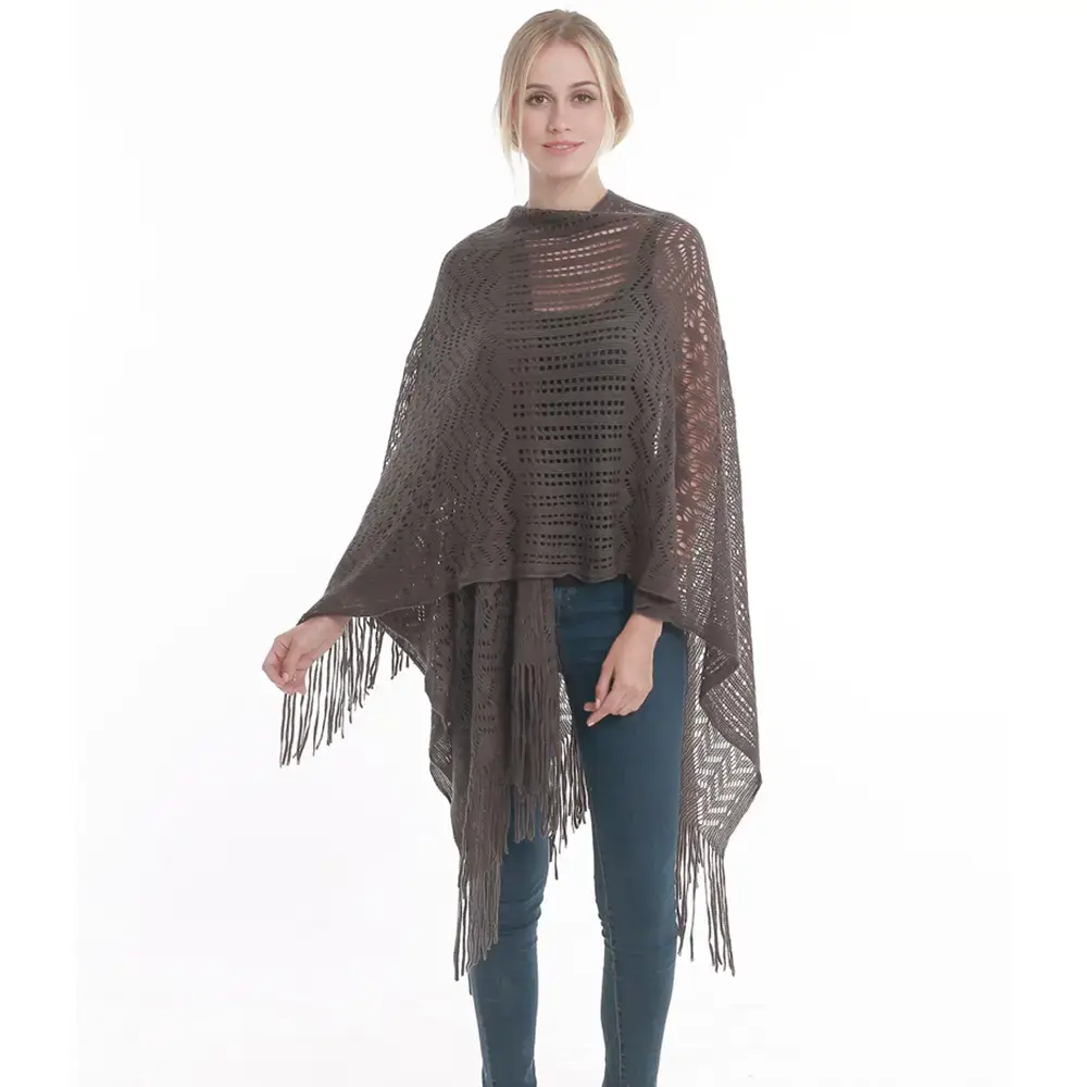 Women's Maroon Tassel Shawl Large Medium Long Jacket