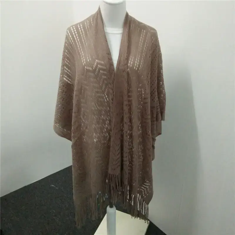 Women's Maroon Tassel Shawl Large Medium Long Jacket