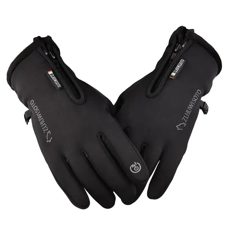 Men's Black Waterproof Windproof Riding Gloves Full Finger - Image 3