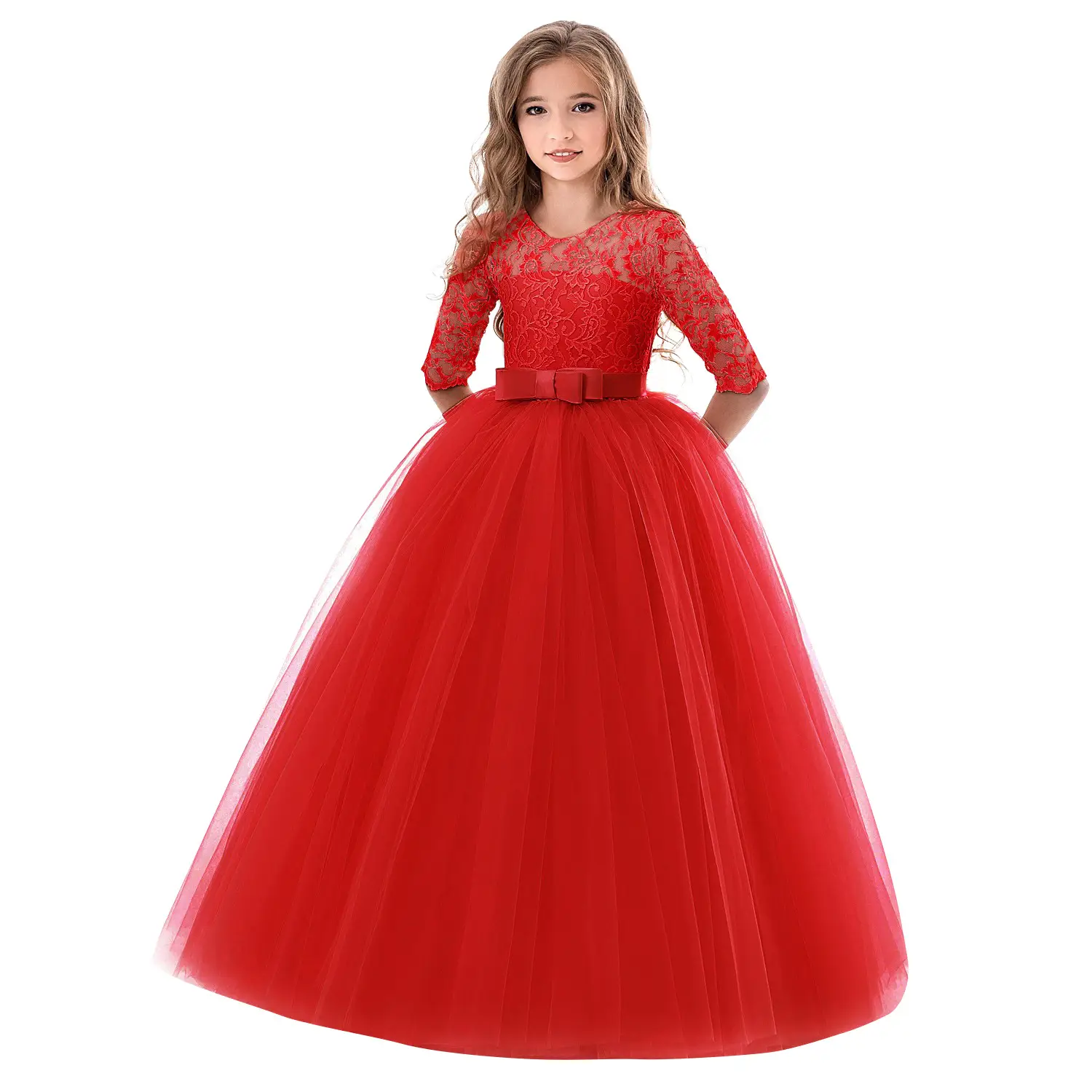 Purple Lace Princess Gown for Girls Wedding Dress - Image 6